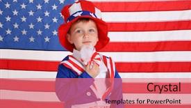  Presentation with christening for boy - Audience pleasing presentation consisting of dressed up like uncle sam backdrop and a coral colored foreground