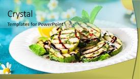  Presentation with healthy eating - Presentation design consisting of dressing balsamic sauce and olive background and a  colored foreground