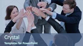  Presentation with team business top view - Colorful slide deck enhanced with dressing formal meeting - close up top view backdrop and a ocean colored foreground