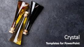  Presentation with recipe - Cool new PPT theme with olive oil and vinegar bottles top view with space for your recipe cooking concept backdrop and a dark gray colored foreground