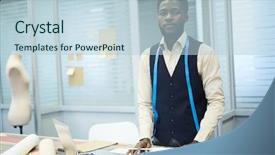  Presentation with confident - Amazing PPT theme having dressmaking - serious confident handsome young black backdrop and a lemonade colored foreground