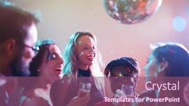  Presentation with drinking alcohol - PPT theme consisting of dressy-multiethnic-group-of-friends background and a violet colored foreground