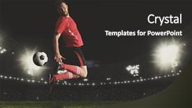  Presentation with sports arena - Colorful PPT layouts enhanced with professional sports - football player in action backdrop and a dark gray colored foreground