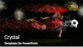  Presentation with sales action plan - Beautiful theme featuring floodlighting - football player in action backdrop and a  colored foreground