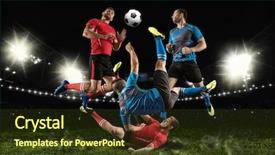  Presentation with sales action plan - Beautiful PPT theme featuring floodlighting - football player in action backdrop and a tawny brown colored foreground