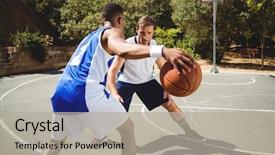  Presentation with basketball court - Slide deck enhanced with friends playing basketball in court background and a mint green colored foreground