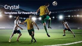  Presentation with game world - Colorful theme enhanced with soccer game in action mixed backdrop and a navy blue colored foreground