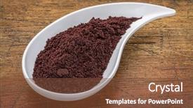  Presentation with acai - Audience pleasing theme consisting of dried acai berry powder backdrop and a tawny brown colored foreground
