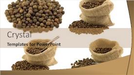  Presentation with allspice - Slide deck consisting of dried-allspice-jamaica-pepper background and a coral colored foreground