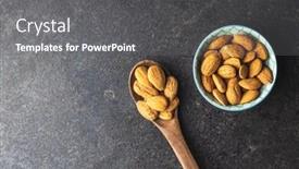  Presentation with almond - PPT theme consisting of dried-almond-nuts-in-spoon background and a gray colored foreground