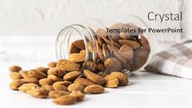  Presentation with almonds - Slide deck with dried-almonds-nuts-in-jar background and a soft green colored foreground