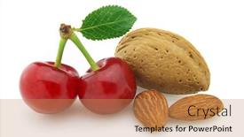  Presentation with almonds - Audience pleasing presentation theme consisting of dried almonds with fresh cherry backdrop and a coral colored foreground