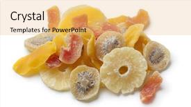  Presentation with candied fruit - Cool new PPT layouts with fruits mango - dried and candied fruit backdrop and a yellow colored foreground