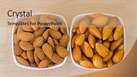  Presentation with almond - Colorful slide deck enhanced with dried and soaked shelled almond backdrop and a coral colored foreground