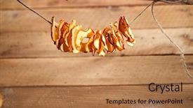  Presentation with apple - Presentation theme consisting of dried apple slices and wooden background and a  colored foreground