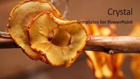  Presentation with sliced fresh papaya on wooden - Colorful slide deck enhanced with dried apple slices and wooden backdrop and a  colored foreground