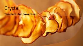  Presentation with sliced fresh papaya on wooden - Slide deck featuring dried apple slices and wooden background and a gold colored foreground