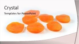  Presentation with apricot - PPT theme featuring dried apricot fruits isolated over white background background and a sky blue colored foreground