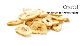  Presentation with banana - Presentation theme featuring dried banana slice on a white background background and a white colored foreground