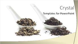  Presentation with black tea - Presentation design enhanced with dried black and green tea leaves isolated on white background background and a white colored foreground