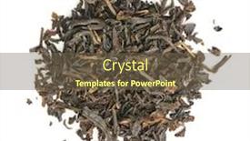  Presentation with black tea - Slide set enhanced with dried black tea leaves isolated on white background background and a tawny brown colored foreground