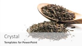  Presentation with black tea - Presentation consisting of dried black tea leaves isolated on white background background and a white colored foreground