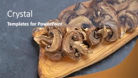  Presentation with dried food - Colorful presentation design enhanced with dried-button-mushrooms-healthy-food backdrop and a gray colored foreground
