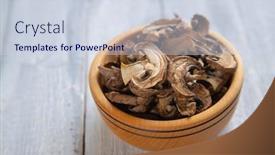  Presentation with dried food - Colorful slides enhanced with dried-button-mushrooms-healthy-food backdrop and a lemonade colored foreground