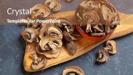 Presentation with dried food - Slide deck with dried-button-mushrooms-healthy-food background and a red colored foreground