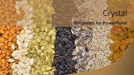  Presentation with cereal - Beautiful slides featuring peanut farming - dried cereal seeds and fruits backdrop and a coral colored foreground