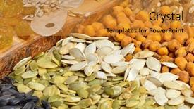  Presentation with dried fruits seeds nuts walnuts - Slides with dried cereal seeds and fruits background and a gold colored foreground