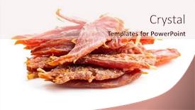  Presentation with meat - Presentation theme featuring dried-chicken-meat-tasty-jerky background and a lemonade colored foreground
