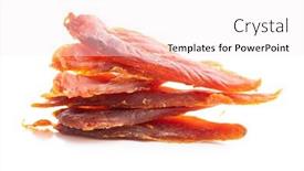  Presentation with meat - Presentation theme consisting of dried-chicken-meat-tasty-jerky background and a sky blue colored foreground