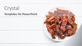  Presentation with chicken - Theme featuring dried-chicken-meat-tasty-jerky background and a sky blue colored foreground