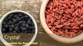  Presentation with goji - Colorful slide set enhanced with dried-chokeberries-and-goji-berries backdrop and a tawny brown colored foreground