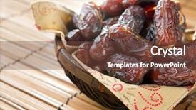  Presentation with fasting month - Amazing PPT theme having dried date palm fruits backdrop and a tawny brown colored foreground