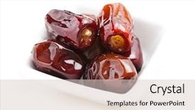  Presentation with date palm - Cool new PPT theme with closed up red grapes in plastic basket note shallow depth of field backdrop and a dark gray colored foreground