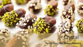  Presentation with almond - Theme with dried dates with chocolate cover background and a yellow colored foreground