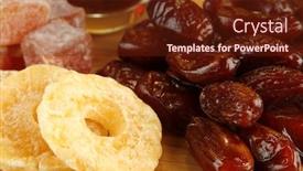  Presentation with sweets - PPT theme enhanced with sweets on table close background and a tawny brown colored foreground