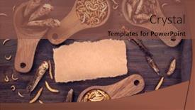  Presentation with wooden - Presentation theme enhanced with dried-edible-insects-on-wooden background and a tawny brown colored foreground