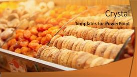  Presentation with dried food - Presentation theme consisting of apricots on food store background and a yellow colored foreground