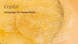  Presentation with snack - PPT theme featuring dried-fish-fillet-seafood-snack background and a yellow colored foreground