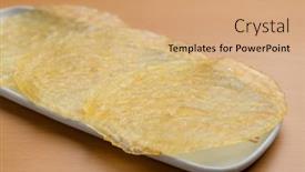  Presentation with snack - Slides enhanced with dried-fish-fillet-seafood-snack background and a coral colored foreground