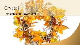  Presentation with floral - PPT layouts having dried-floral-wreath-isolated background and a blonde colored foreground