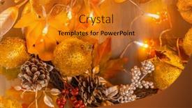  Presentation with led light - Slide deck with dried-floral-wreath-with-led background and a gold colored foreground