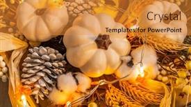  Presentation with light led - PPT theme featuring dried-floral-wreath-with-led background and a gold colored foreground