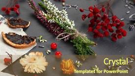  Presentation with flowers - Colorful PPT theme enhanced with dried flowers on black background backdrop and a  colored foreground