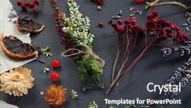  Presentation with flowers - Slide deck enhanced with dried flowers on black background background and a  colored foreground