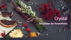  Presentation with flowers - Slide deck consisting of dried flowers on wooden background background and a  colored foreground