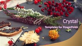  Presentation with flowers - Beautiful theme featuring dried flowers on wooden background backdrop and a tawny brown colored foreground